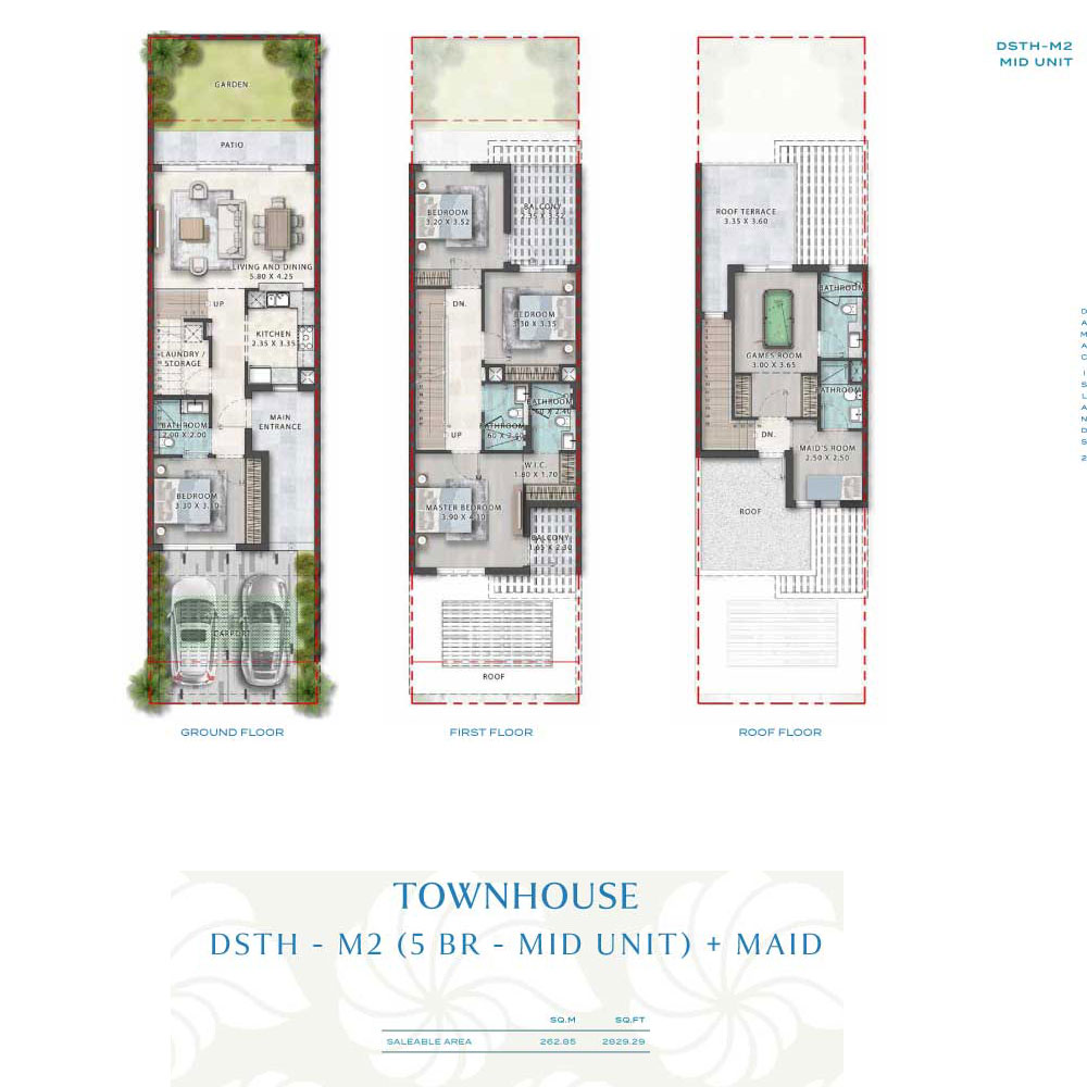 DAMAC Islands 2 Dubai 5 Bedroom Mid Unit Townhouse Floor Plan