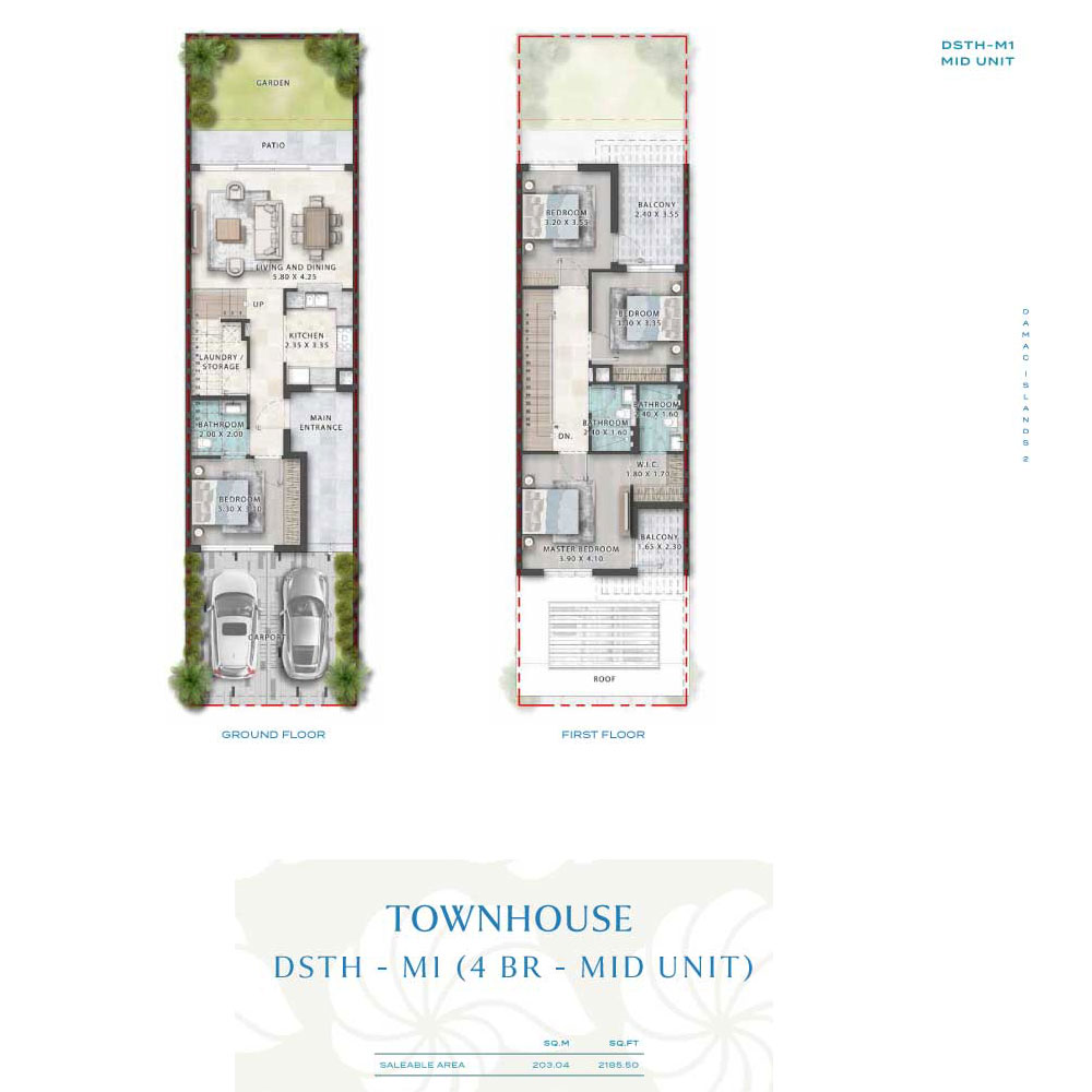 4 Bedroom Townhouse Floor Plan – DAMAC Islands 2