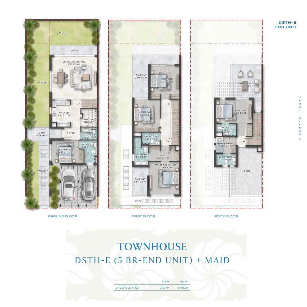 DAMAC Islands 2 5 Bedroom End Unit Townhouse Floor Plan
