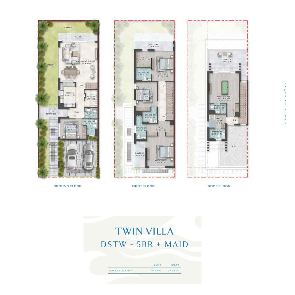 DAMAC Islands 2 Dubai 5 Bedroom Twin Villa Floor Plan